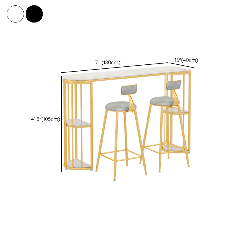 Barhocker-Tisch mit Steinplatte, Bar-Esstisch im glamourösen Stil mit Stauraum