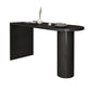 Mesa de bar de madera sintética, mesa de pub moderna con pedestal doble para uso en patio