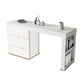 Stone Top Bar Stool Table Glam Style Rectangle Pub Table with Storage White-Gold Without Chairs Clearhalo 'Bar Furniture' 'Bar Tables' 'bar_tables' 'furn' 'furn_bar_tables' 'Furniture' 'Kitchen & Dining Furniture' 7461000