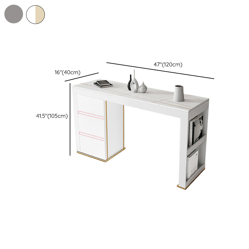 Stone Top Bar Stool Table Glam Style Rectangle Pub Table with Storage Clearhalo 'Bar Furniture' 'Bar Tables' 'bar_tables' 'furn' 'furn_bar_tables' 'Furniture' 'Kitchen & Dining Furniture' 7461002