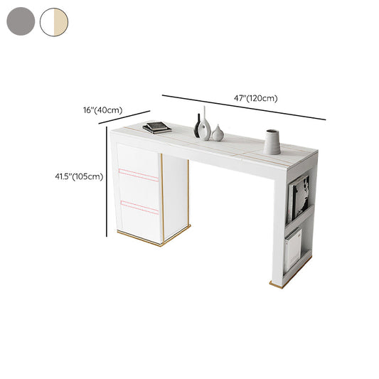 Mesa de taburete de barra superior de piedra mesa de pub rectángulo de estilo glamoroso con almacenamiento