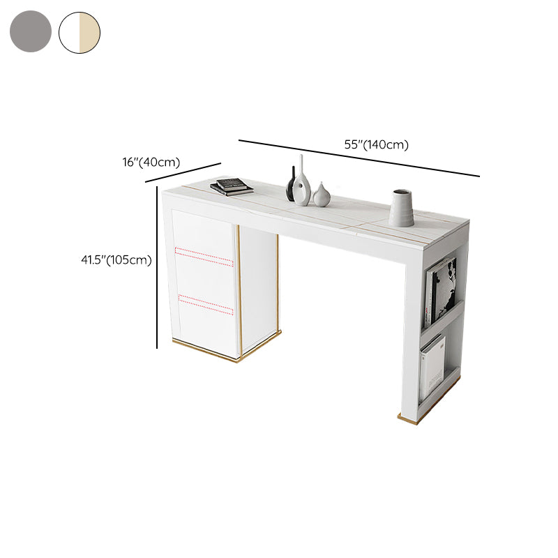 Stone Top Bar Stool Table Glam Style Rectangle Pub Table with Storage Clearhalo 'Bar Furniture' 'Bar Tables' 'bar_tables' 'furn' 'furn_bar_tables' 'Furniture' 'Kitchen & Dining Furniture' 7461003