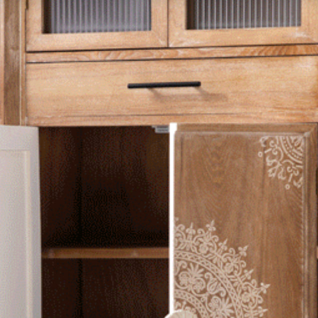 Zeitgenössischer Seitenbrett Massivholz Sideboardschrank mit Türen für Esszimmer