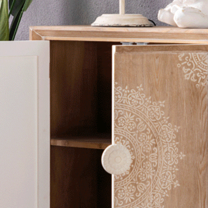 Zeitgenössischer Seitenbrett Massivholz Sideboardschrank mit Türen für Esszimmer