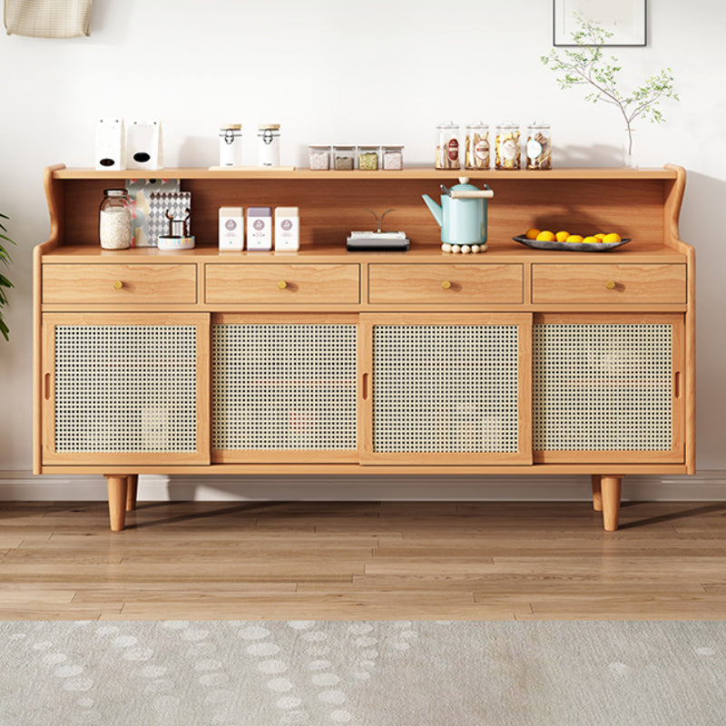 Modern Buffet Table Pine Sideboard Table with Doors for Dining Room Wicker & Rattan Clearhalo 'buffet_sideboard' 'Buffets & Sideboards' 'furn' 'furn_buffet_sideboard' 'Furniture' 'Kitchen & Dining Furniture' 7461090