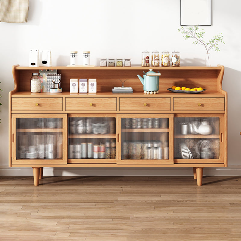 Modern Buffet Table Pine Sideboard Table with Doors for Dining Room Glass Clearhalo 'buffet_sideboard' 'Buffets & Sideboards' 'furn' 'furn_buffet_sideboard' 'Furniture' 'Kitchen & Dining Furniture' 7461092