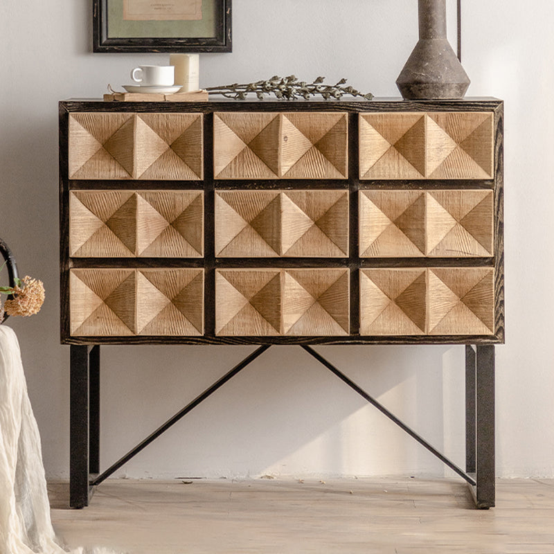 Contemporary Dining Server Pine Buffet Server with Drawers for Dining Room 38"L x 16"W x 35"H Clearhalo 'buffet_sideboard' 'Buffets & Sideboards' 'furn' 'furn_buffet_sideboard' 'Furniture' 'Kitchen & Dining Furniture' 7461105