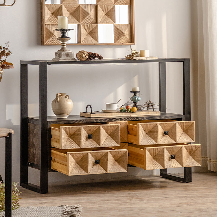 Contemporary Dining Server Pine Buffet Server with Drawers for Dining Room Clearhalo 'buffet_sideboard' 'Buffets & Sideboards' 'furn' 'furn_buffet_sideboard' 'Furniture' 'Kitchen & Dining Furniture' 7461107