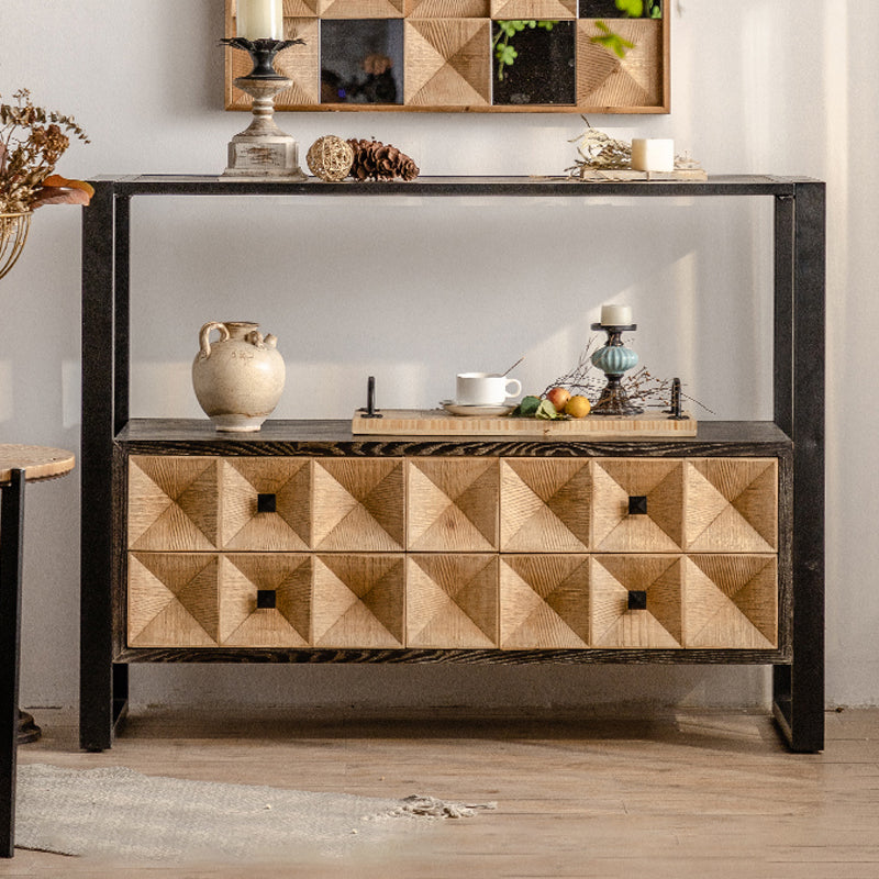 Contemporary Dining Server Pine Buffet Server with Drawers for Dining Room 46"L x 15"W x 35"H Clearhalo 'buffet_sideboard' 'Buffets & Sideboards' 'furn' 'furn_buffet_sideboard' 'Furniture' 'Kitchen & Dining Furniture' 7461108