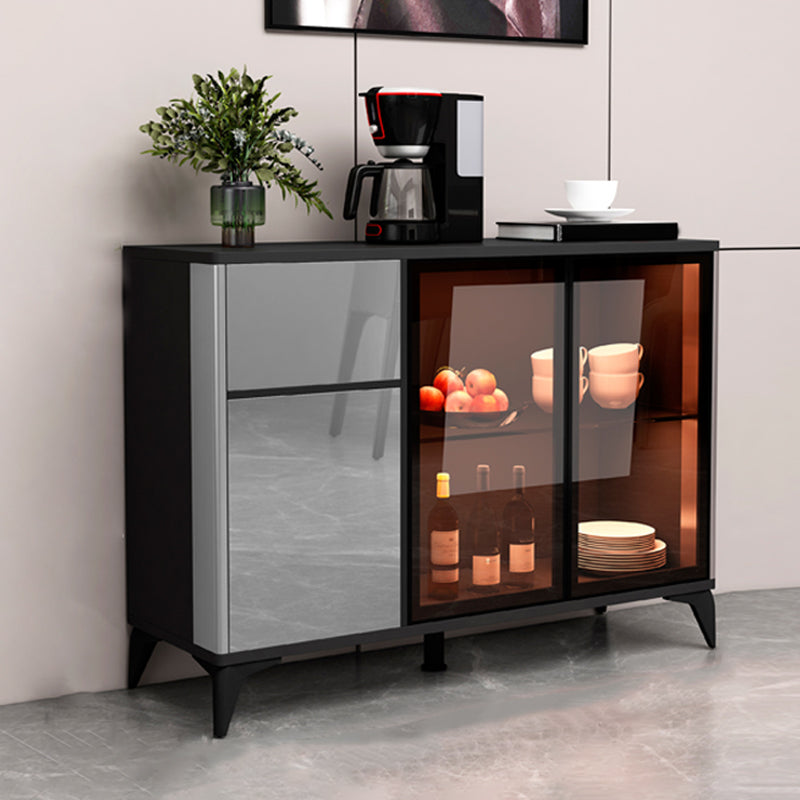 Consejo lateral contemporáneo Gabinete aparador de madera de imitación con luces para la cocina