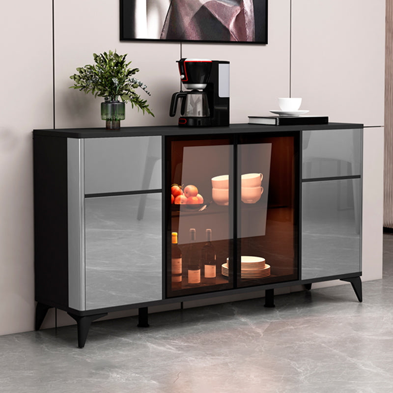 Consejo lateral contemporáneo Gabinete aparador de madera de imitación con luces para la cocina