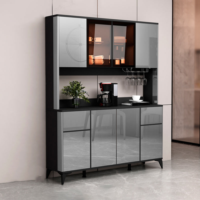 Consejo lateral contemporáneo Gabinete aparador de madera de imitación con luces para la cocina