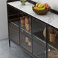 Contemporary Sideboard Stone Sideboard Cabinet with Lights for Kitchen Clearhalo 'buffet_sideboard' 'Buffets & Sideboards' 'furn' 'furn_buffet_sideboard' 'Furniture' 'Kitchen & Dining Furniture' 7461207