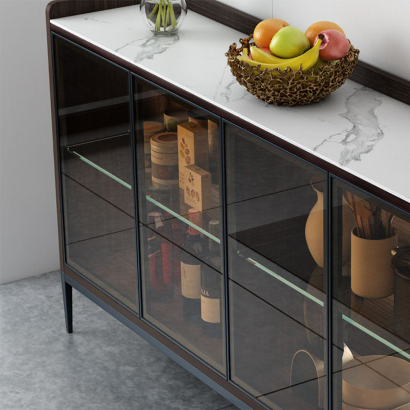 Contemporary Sideboard Stone Sideboard Cabinet with Lights for Kitchen Clearhalo 'buffet_sideboard' 'Buffets & Sideboards' 'furn' 'furn_buffet_sideboard' 'Furniture' 'Kitchen & Dining Furniture' 7461207