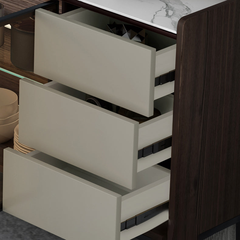 Contemporary Sideboard Stone Sideboard Cabinet with Lights for Kitchen Clearhalo 'buffet_sideboard' 'Buffets & Sideboards' 'furn' 'furn_buffet_sideboard' 'Furniture' 'Kitchen & Dining Furniture' 7461209