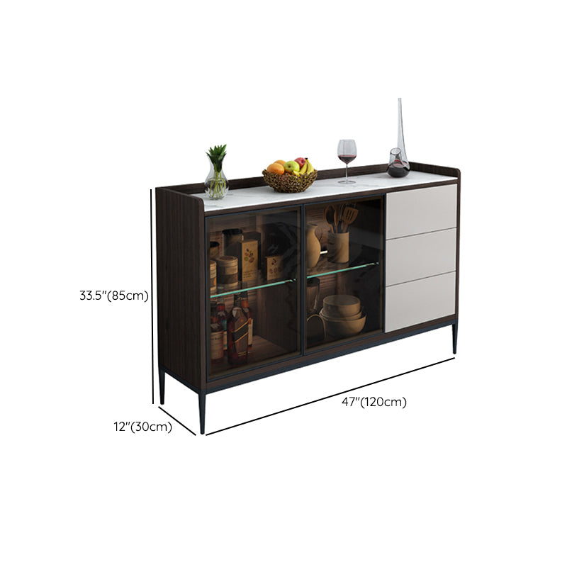 Contemporary Sideboard Stone Sideboard Cabinet with Lights for Kitchen Clearhalo 'buffet_sideboard' 'Buffets & Sideboards' 'furn' 'furn_buffet_sideboard' 'Furniture' 'Kitchen & Dining Furniture' 7461211