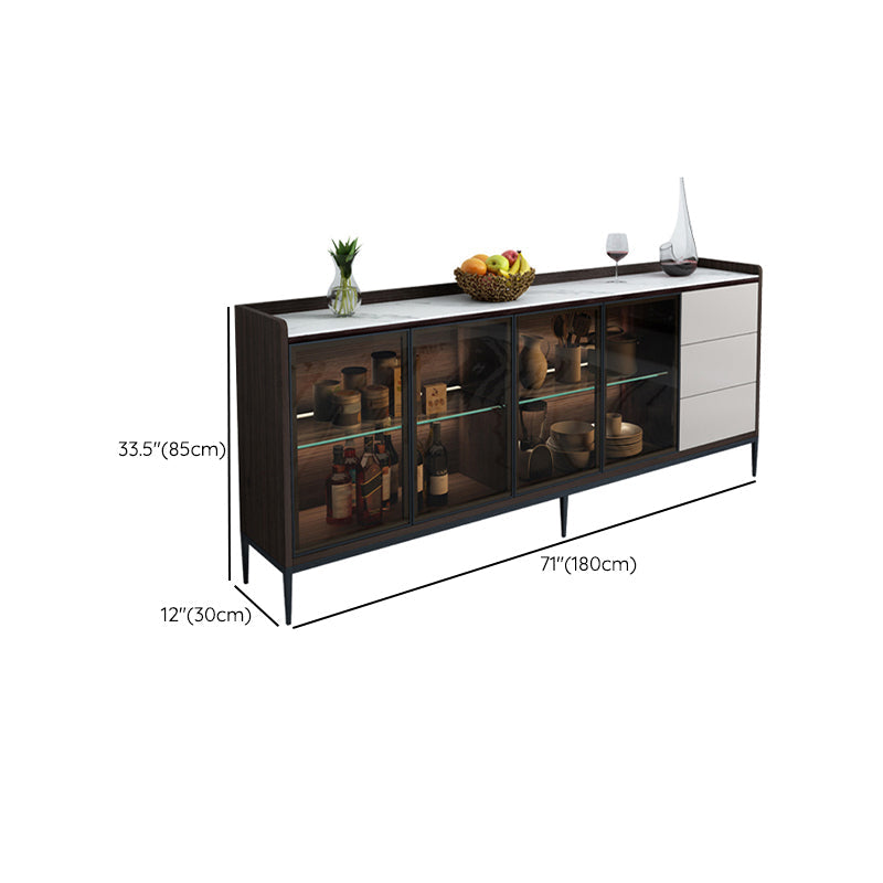 Contemporary Sideboard Stone Sideboard Cabinet with Lights for Kitchen Clearhalo 'buffet_sideboard' 'Buffets & Sideboards' 'furn' 'furn_buffet_sideboard' 'Furniture' 'Kitchen & Dining Furniture' 7461212