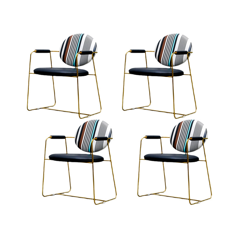 PU Leather Upholstered Dining Arm Chair Open Back Chair with Stainless Steel Frame