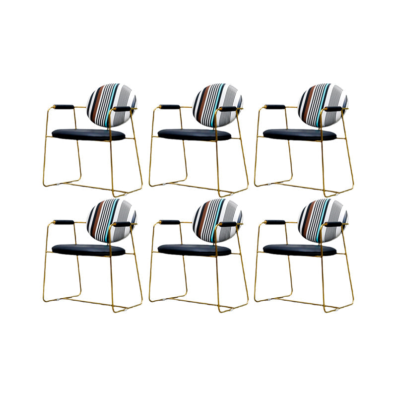 PU Leather Upholstered Dining Arm Chair Open Back Chair with Stainless Steel Frame