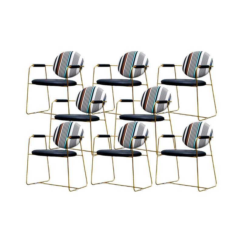 PU Leather Upholstered Dining Arm Chair Open Back Chair with Stainless Steel Frame