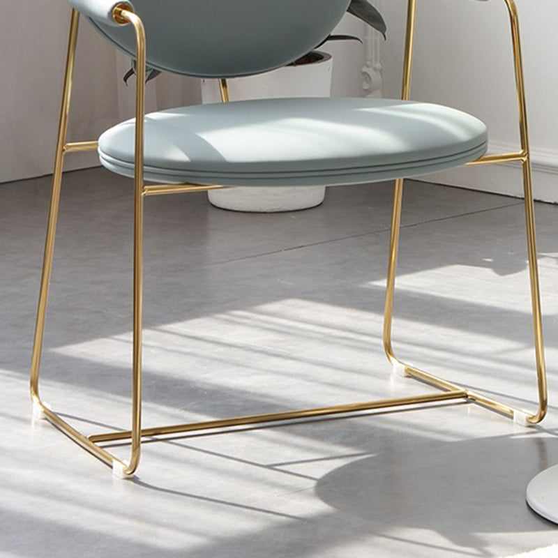 PU Leather Upholstered Dining Arm Chair Open Back Chair with Stainless Steel Frame