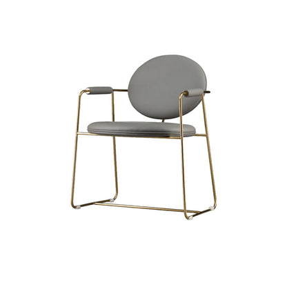PU Leather Upholstered Dining Arm Chair Open Back Chair with Stainless Steel Frame
