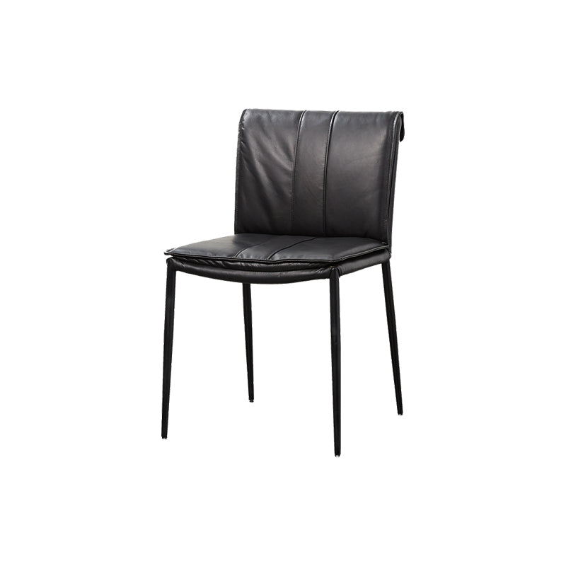Indoor Leather Upholstered Dining Side Chair Metal Legs Dining Chair Black 1 Piece Clearhalo 'Dining Chairs' 'Dining Tables & Seating' 'dining_chair' 'furn' 'furn_dining_chair' 'Furniture' 'Kitchen & Dining Furniture' 7461340
