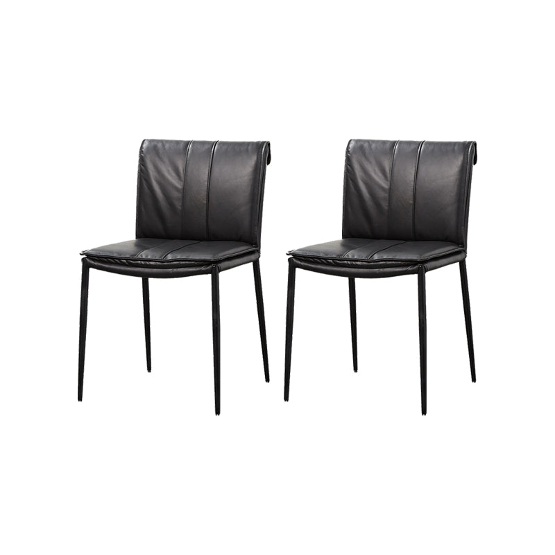 Indoor Leather Upholstered Dining Side Chair Metal Legs Dining Chair Black 2 Piece Set Clearhalo 'Dining Chairs' 'Dining Tables & Seating' 'dining_chair' 'furn' 'furn_dining_chair' 'Furniture' 'Kitchen & Dining Furniture' 7461342