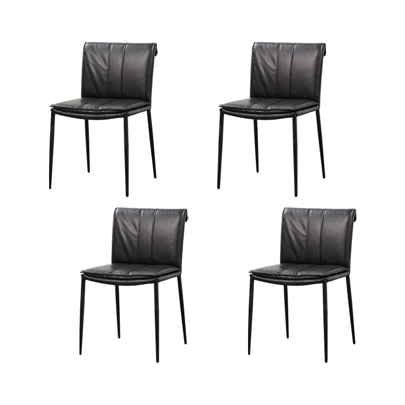 Indoor Leather Upholstered Dining Side Chair Metal Legs Dining Chair Black 4 Piece Set Clearhalo 'Dining Chairs' 'Dining Tables & Seating' 'dining_chair' 'furn' 'furn_dining_chair' 'Furniture' 'Kitchen & Dining Furniture' 7461343