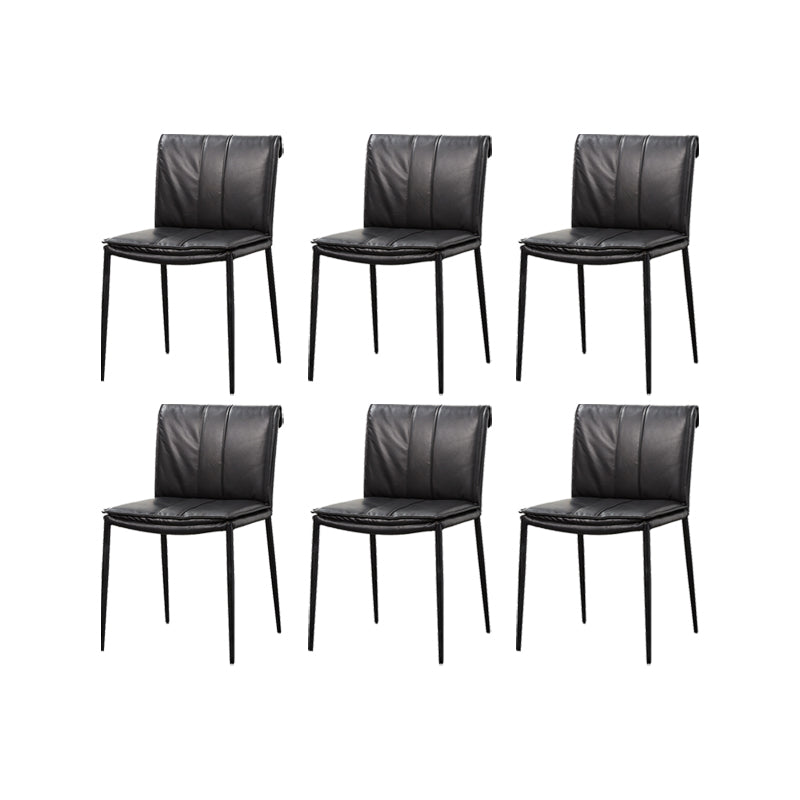 Indoor Leather Upholstered Dining Side Chair Metal Legs Dining Chair Black 6 Piece Set Clearhalo 'Dining Chairs' 'Dining Tables & Seating' 'dining_chair' 'furn' 'furn_dining_chair' 'Furniture' 'Kitchen & Dining Furniture' 7461346