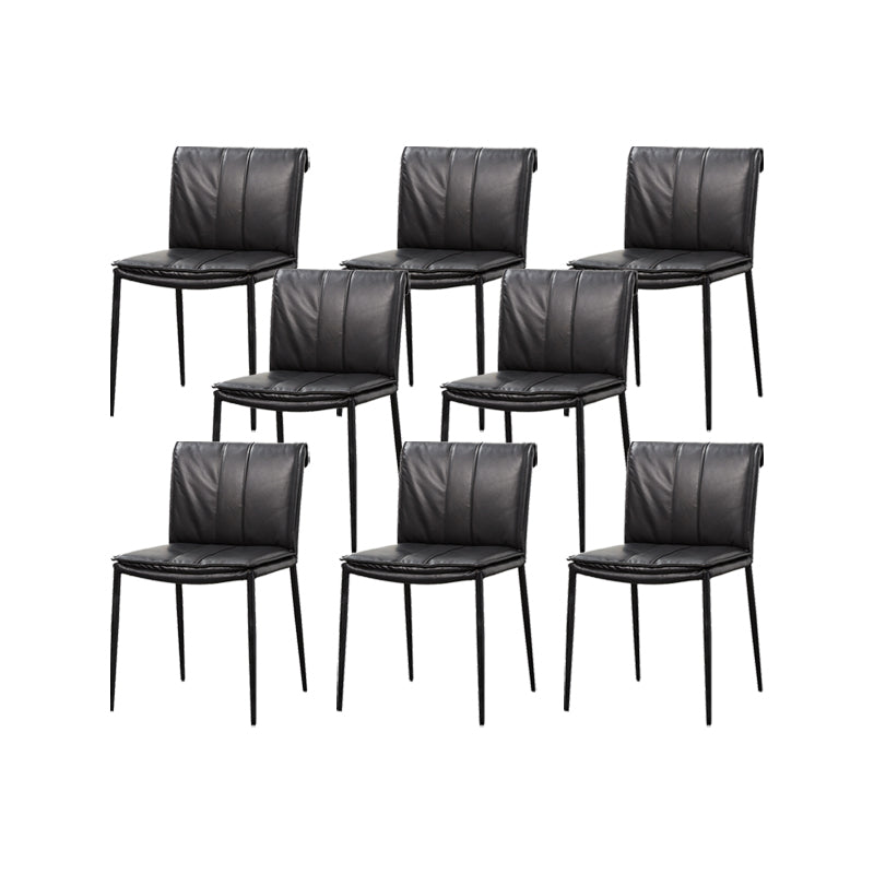 Indoor Leather Upholstered Dining Side Chair Metal Legs Dining Chair Black 8 Piece Set Clearhalo 'Dining Chairs' 'Dining Tables & Seating' 'dining_chair' 'furn' 'furn_dining_chair' 'Furniture' 'Kitchen & Dining Furniture' 7461347