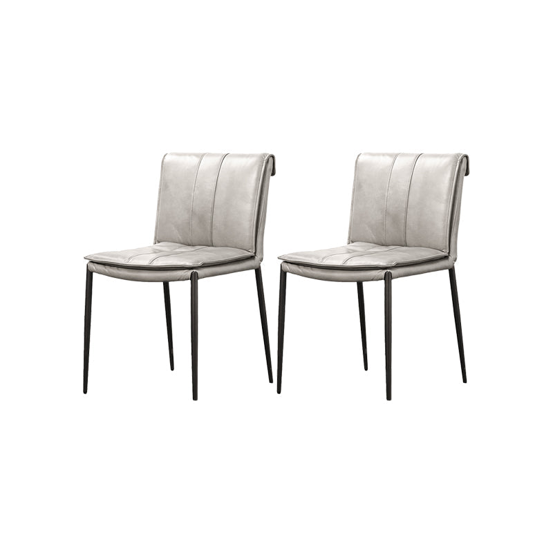 Indoor Leather Upholstered Dining Side Chair Metal Legs Dining Chair White-Black 2 Piece Set Clearhalo 'Dining Chairs' 'Dining Tables & Seating' 'dining_chair' 'furn' 'furn_dining_chair' 'Furniture' 'Kitchen & Dining Furniture' 7461351