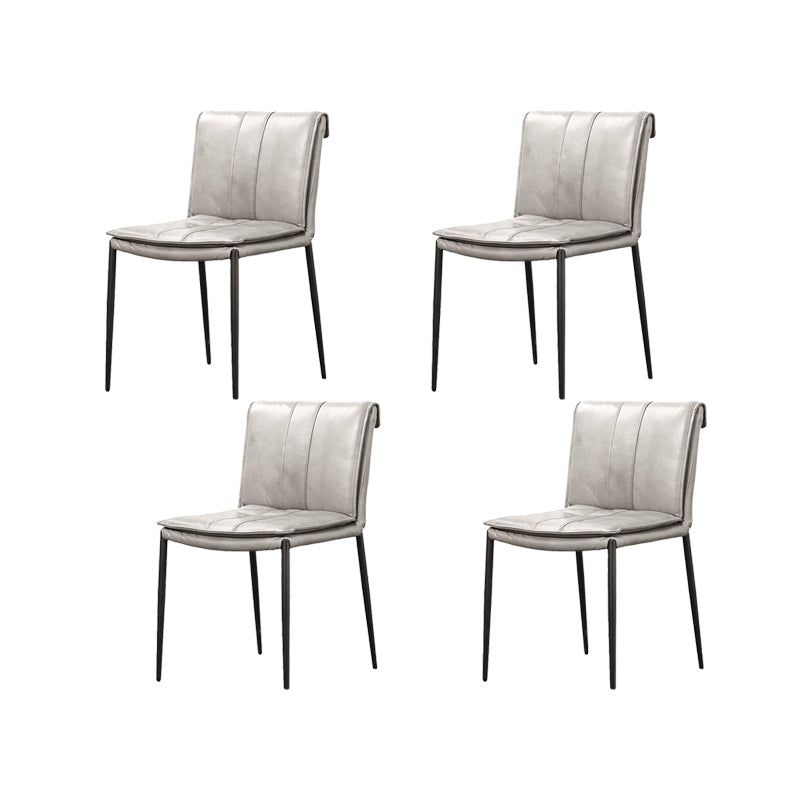 Indoor Leather Upholstered Dining Side Chair Metal Legs Dining Chair White-Black 4 Piece Set Clearhalo 'Dining Chairs' 'Dining Tables & Seating' 'dining_chair' 'furn' 'furn_dining_chair' 'Furniture' 'Kitchen & Dining Furniture' 7461354