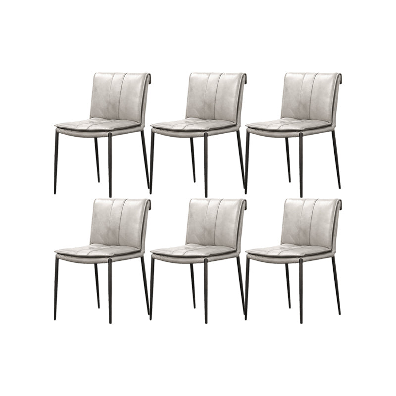 Indoor Leather Upholstered Dining Side Chair Metal Legs Dining Chair White-Black 6 Piece Set Clearhalo 'Dining Chairs' 'Dining Tables & Seating' 'dining_chair' 'furn' 'furn_dining_chair' 'Furniture' 'Kitchen & Dining Furniture' 7461355