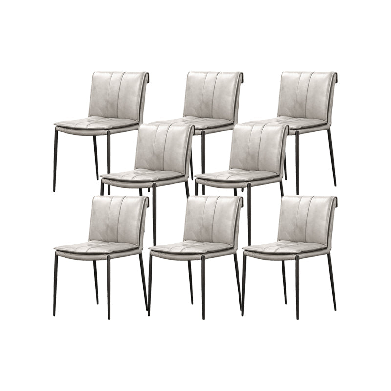 Indoor Leather Upholstered Dining Side Chair Metal Legs Dining Chair White-Black 8 Piece Set Clearhalo 'Dining Chairs' 'Dining Tables & Seating' 'dining_chair' 'furn' 'furn_dining_chair' 'Furniture' 'Kitchen & Dining Furniture' 7461358