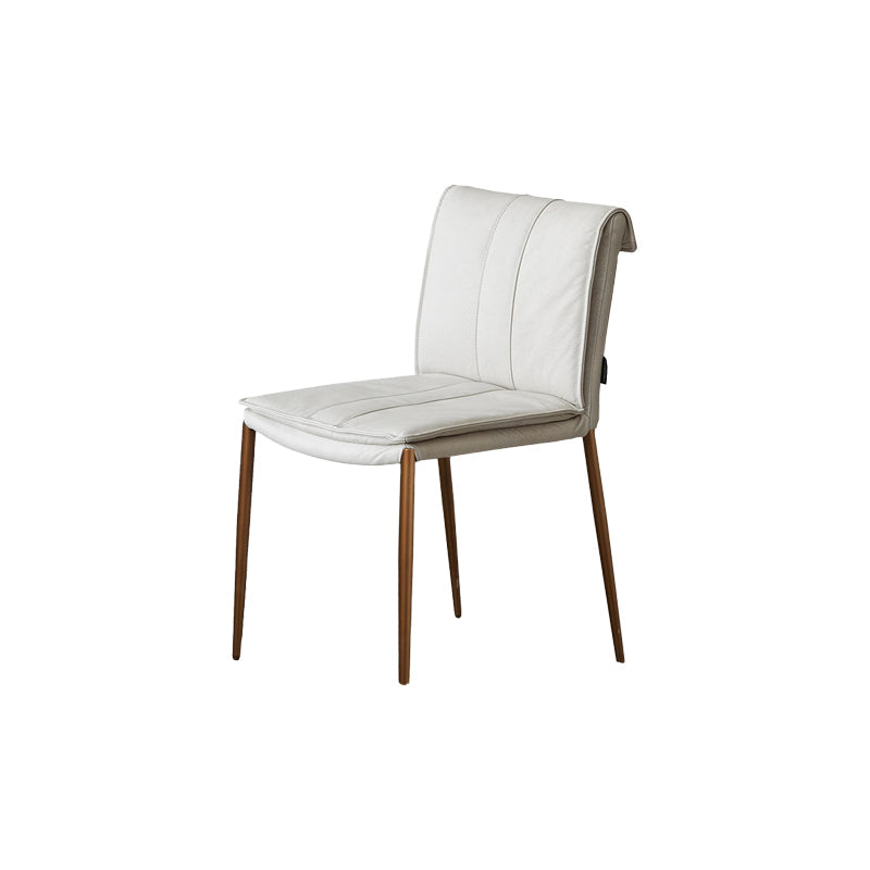 Indoor Leather Upholstered Dining Side Chair Metal Legs Dining Chair White-Gold 1 Piece Clearhalo 'Dining Chairs' 'Dining Tables & Seating' 'dining_chair' 'furn' 'furn_dining_chair' 'Furniture' 'Kitchen & Dining Furniture' 7461359