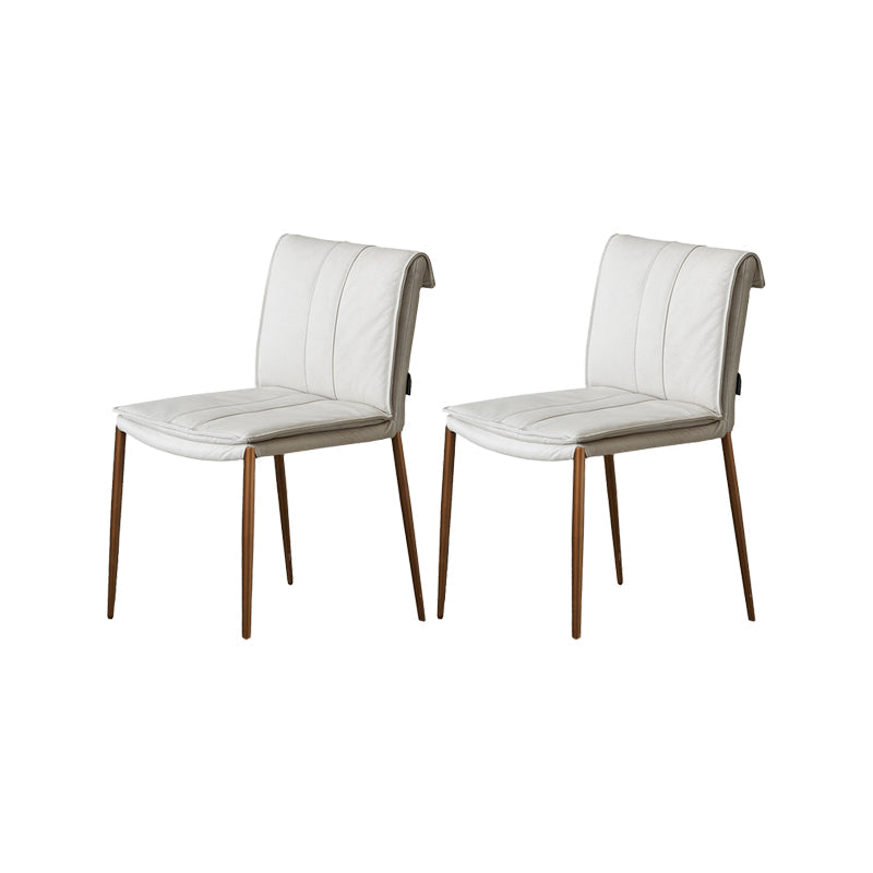 Indoor Leather Upholstered Dining Side Chair Metal Legs Dining Chair White-Gold 2 Piece Set Clearhalo 'Dining Chairs' 'Dining Tables & Seating' 'dining_chair' 'furn' 'furn_dining_chair' 'Furniture' 'Kitchen & Dining Furniture' 7461360