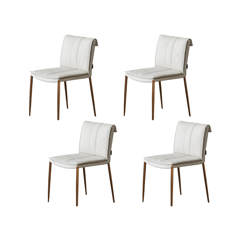Indoor Leather Upholstered Dining Side Chair Metal Legs Dining Chair White-Gold 4 Piece Set Clearhalo 'Dining Chairs' 'Dining Tables & Seating' 'dining_chair' 'furn' 'furn_dining_chair' 'Furniture' 'Kitchen & Dining Furniture' 7461361