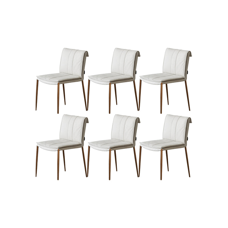 Indoor Leather Upholstered Dining Side Chair Metal Legs Dining Chair White-Gold 6 Piece Set Clearhalo 'Dining Chairs' 'Dining Tables & Seating' 'dining_chair' 'furn' 'furn_dining_chair' 'Furniture' 'Kitchen & Dining Furniture' 7461362
