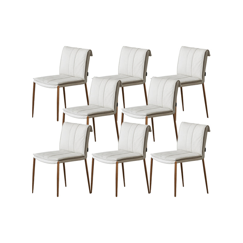 Indoor Leather Upholstered Dining Side Chair Metal Legs Dining Chair White-Gold 8 Piece Set Clearhalo 'Dining Chairs' 'Dining Tables & Seating' 'dining_chair' 'furn' 'furn_dining_chair' 'Furniture' 'Kitchen & Dining Furniture' 7461363