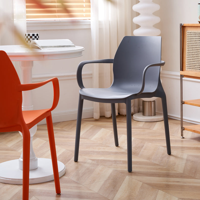 Contemporary Style Chair Metal Solid Back Dining Chair for Indoor