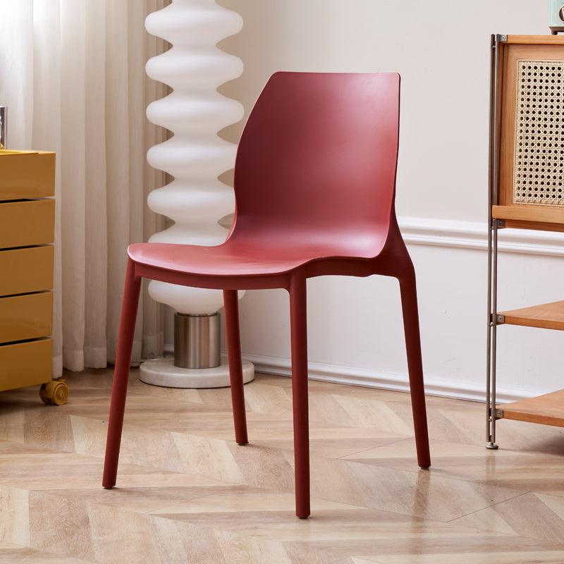 Contemporary Style Chair Metal Solid Back Dining Chair for Indoor