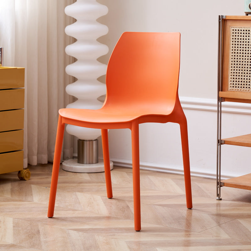 Contemporary Style Chair Metal Solid Back Dining Chair for Indoor