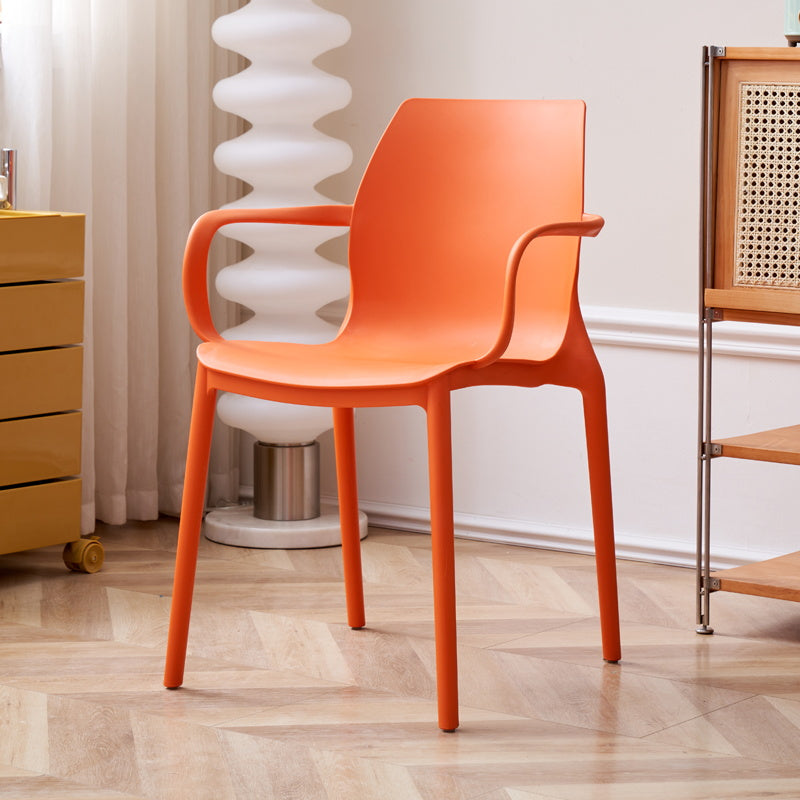 Contemporary Style Chair Metal Solid Back Dining Chair for Indoor