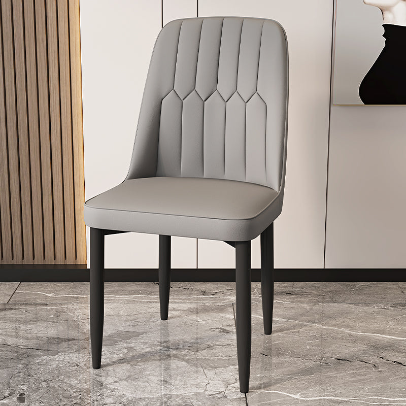 Modern Backrest Armless Cushion Chair with Metal Legs for Dining Room Grey 1 Piece Black Clearhalo 'Dining Chairs' 'Dining Tables & Seating' 'dining_chair' 'furn' 'furn_dining_chair' 'Furniture' 'Kitchen & Dining Furniture' 7461550