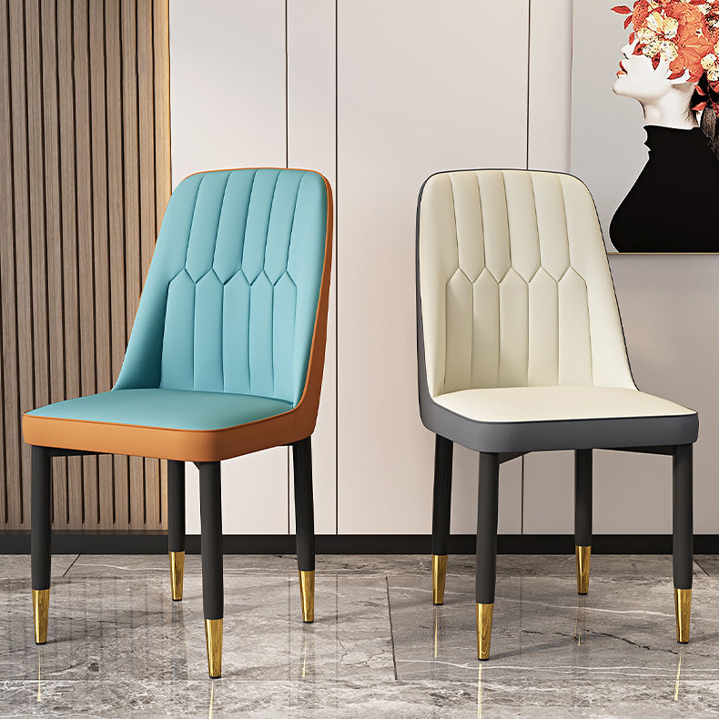 Modern Backrest Armless Cushion Chair with Metal Legs for Dining Room Clearhalo 'Dining Chairs' 'Dining Tables & Seating' 'dining_chair' 'furn' 'furn_dining_chair' 'Furniture' 'Kitchen & Dining Furniture' 7461551