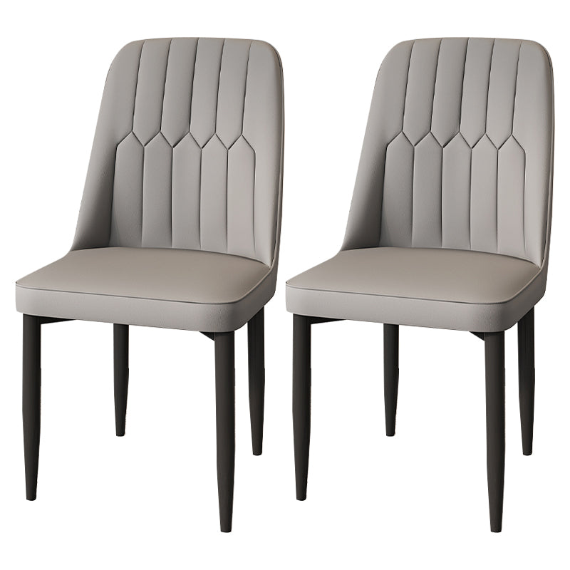 Modern Backrest Armless Cushion Chair with Metal Legs for Dining Room Grey 2 Piece Set Black Clearhalo 'Dining Chairs' 'Dining Tables & Seating' 'dining_chair' 'furn' 'furn_dining_chair' 'Furniture' 'Kitchen & Dining Furniture' 7461552