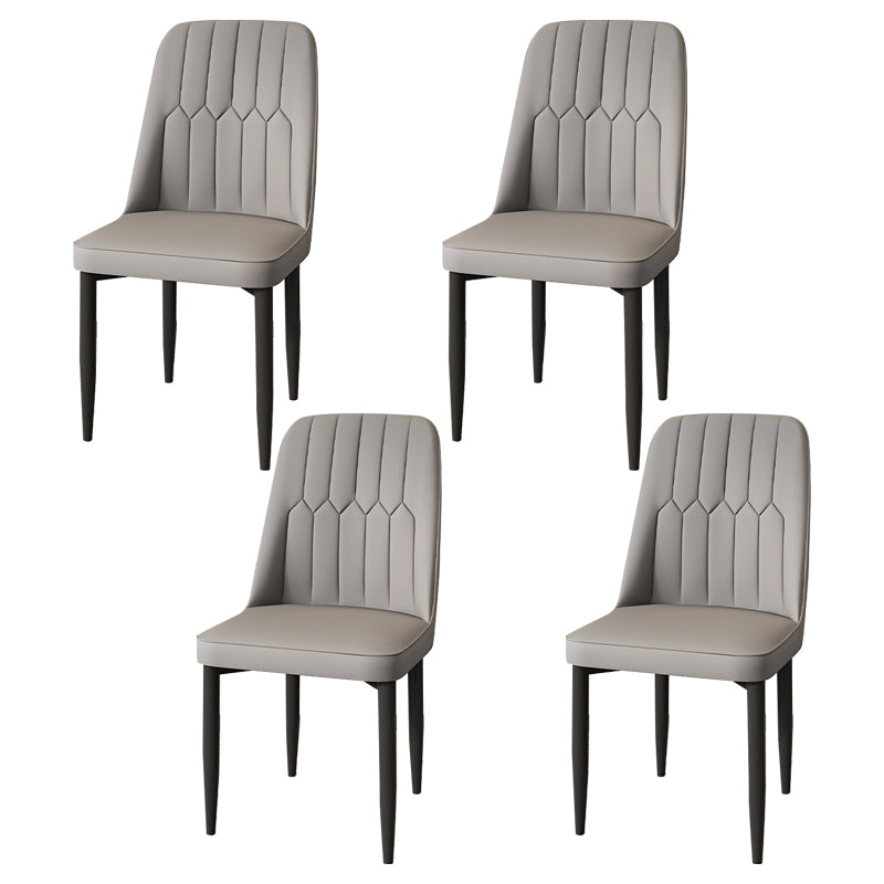 Modern Backrest Armless Cushion Chair with Metal Legs for Dining Room Grey 4 Piece Set Black Clearhalo 'Dining Chairs' 'Dining Tables & Seating' 'dining_chair' 'furn' 'furn_dining_chair' 'Furniture' 'Kitchen & Dining Furniture' 7461554