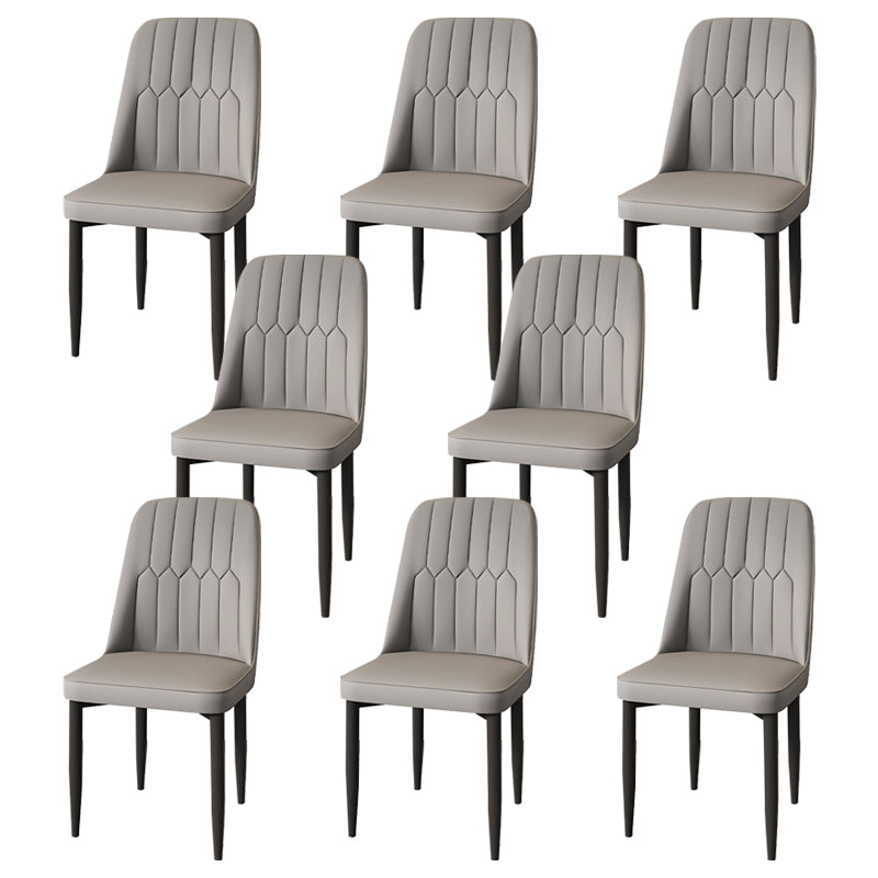 Modern Backrest Armless Cushion Chair with Metal Legs for Dining Room Grey 8 Piece Set Black Clearhalo 'Dining Chairs' 'Dining Tables & Seating' 'dining_chair' 'furn' 'furn_dining_chair' 'Furniture' 'Kitchen & Dining Furniture' 7461558