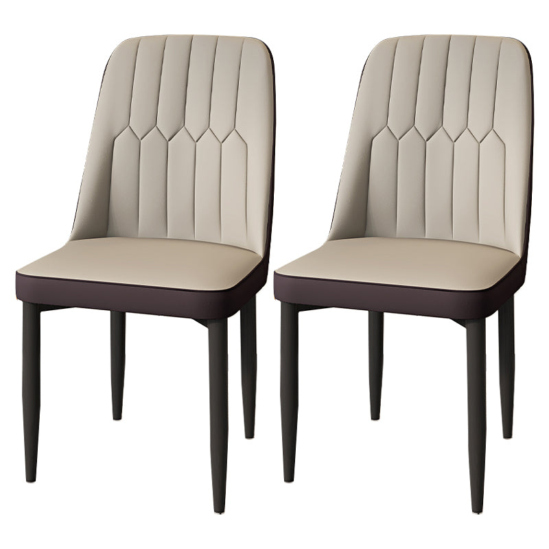 Modern Backrest Armless Cushion Chair with Metal Legs for Dining Room Light Gray 2 Piece Set Black Clearhalo 'Dining Chairs' 'Dining Tables & Seating' 'dining_chair' 'furn' 'furn_dining_chair' 'Furniture' 'Kitchen & Dining Furniture' 7461562